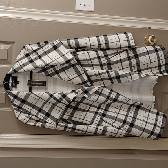 NWT Le Chateau Plaid Waterfall Collar Blazer Jacket - Picture 3 of 12